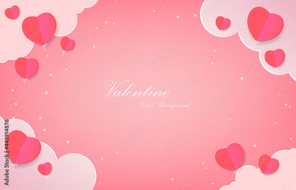 Beautiful cute hearts on pastel pink color.Valentines Day greeting card concept