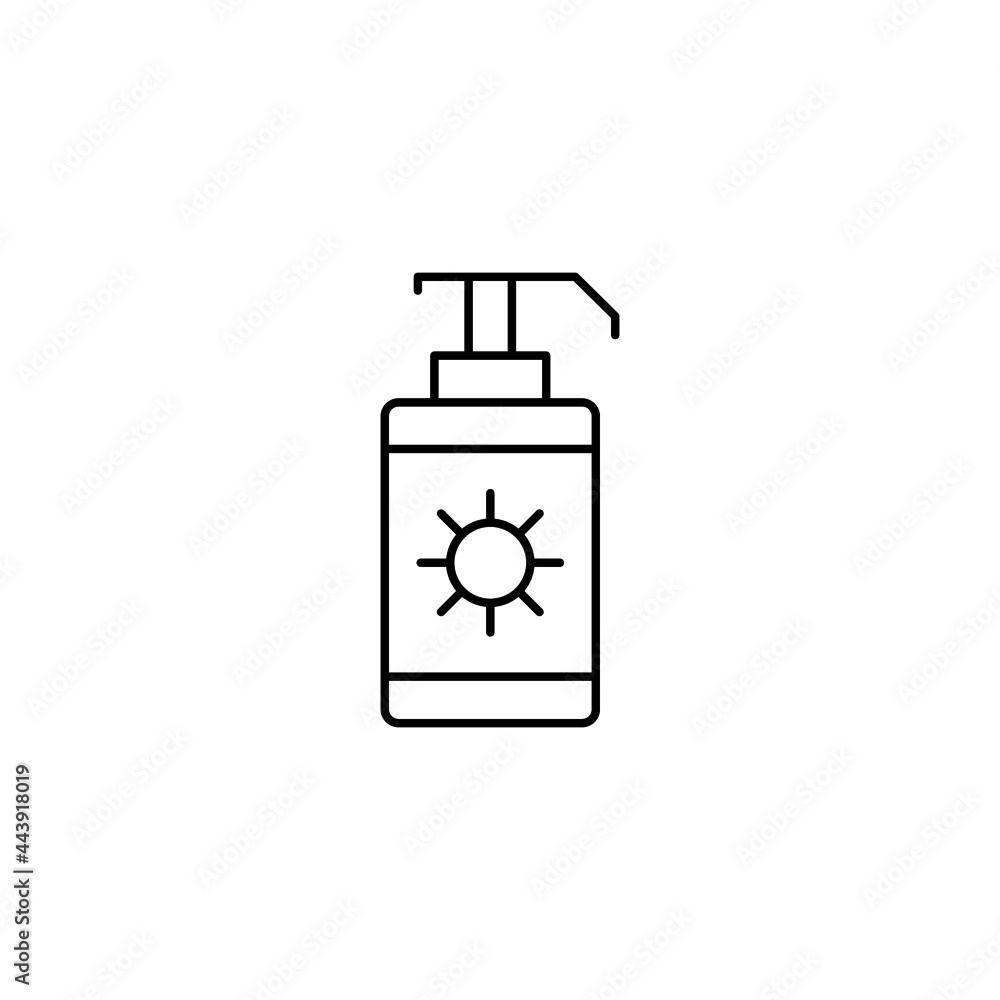 Sun Block, Sunscreen icon in flat black line style, isolated on white background Sun Block, Sunscreen icon in flat black line style, isolated on white background