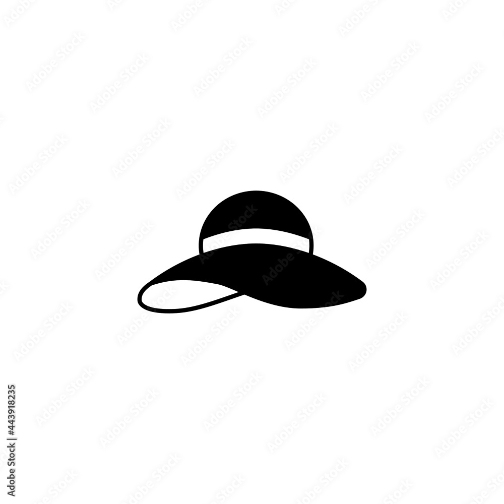Beach, hat icon in solid black flat shape glyph icon, isolated on white background Beach, hat icon in solid black flat shape glyph icon, isolated on white background