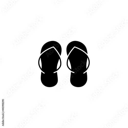 Footwear, slippers icon in solid black flat shape glyph icon, isolated on white background 