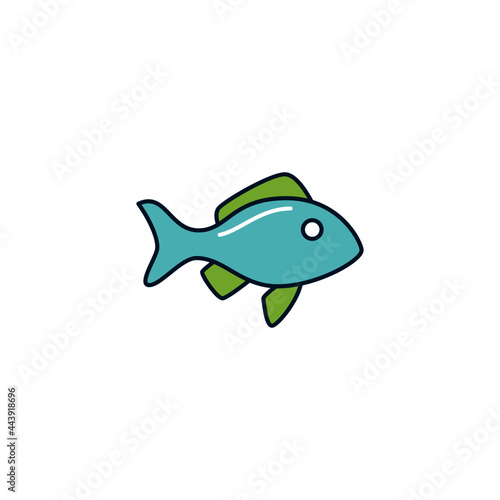 fish, seafood icon in color icon, isolated on white background 
