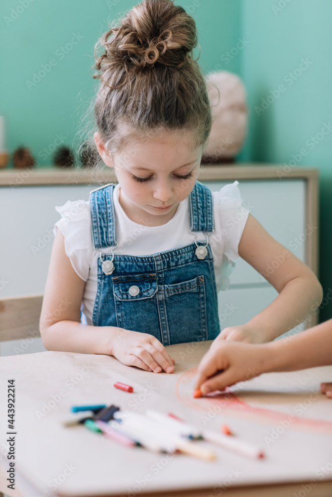 Joyful Children Drawing Colorful Rainbow Joyful Children Drawing Colorful Rainbow