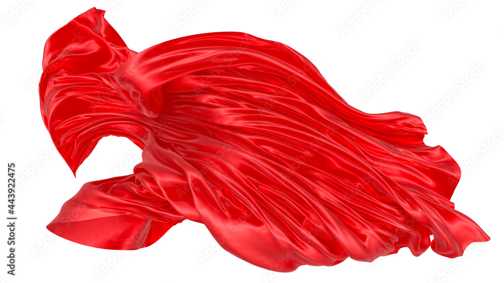 Beautiful flowing fabric of red wavy silk or satin. 3d rendering image. Beautiful flowing fabric of red wavy silk or satin. 3d rendering image.