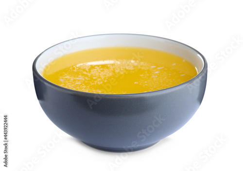 Bowl of Ghee butter isolated on white
