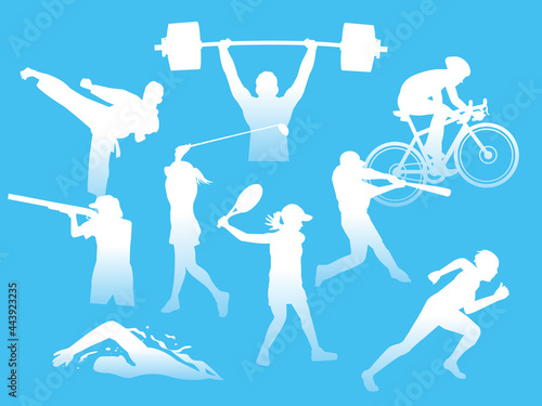 オリンピック　スポーツ選手　シルエット　イラスト素材