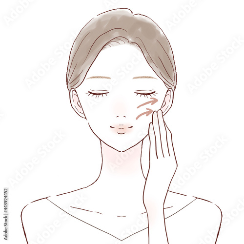 顔のリフトアップをしている女性