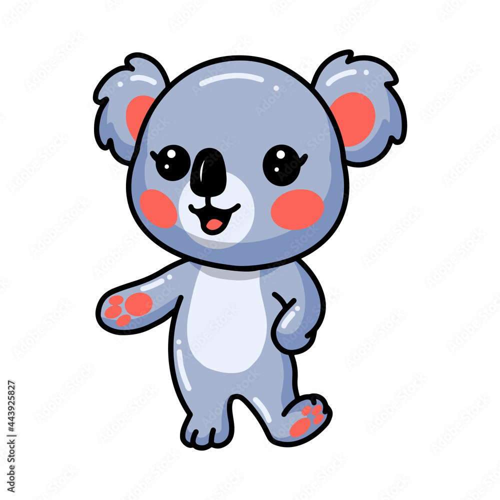 Naklejka premium Cute baby koala cartoon presenting