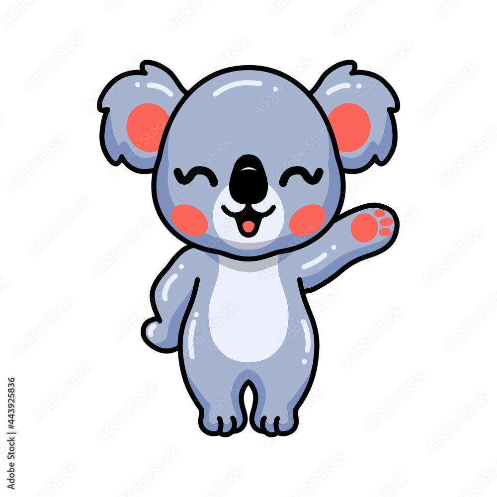 Cute baby koala cartoon waving hand Cute baby koala cartoon waving hand
