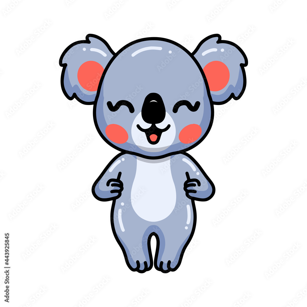 Naklejka premium Cute baby koala cartoon standing