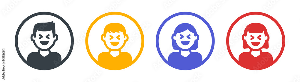 Laughing smiley, happy face emoticon isolated on white background. Laughing smiley, happy face emoticon isolated on white background.