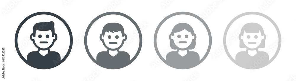 Expressionless or neutral emoticon profile icon set. Expressionless or neutral emoticon profile icon set.