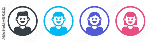 Smiley with winking face emoji vector icon on white background.