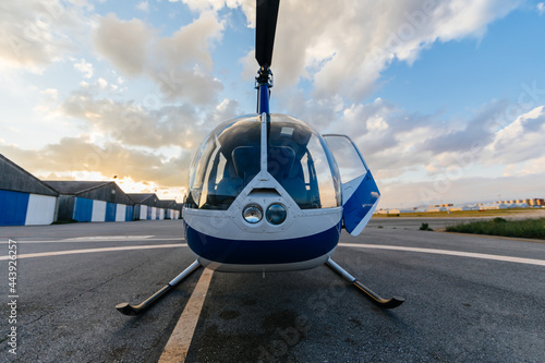 Small helicopter on the runway photo