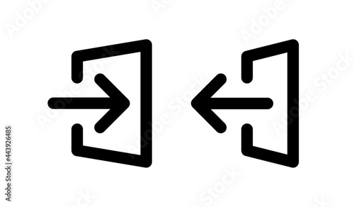 Entrance, exit door way with arrow icon vector illustration.