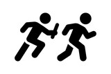 Relay baton icon vector. Sport concept with athlete running.
