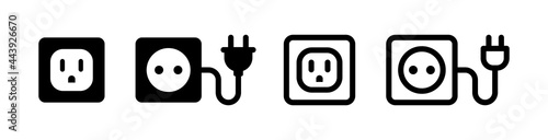 Electricity socket power plug vector illustration icon set. photo