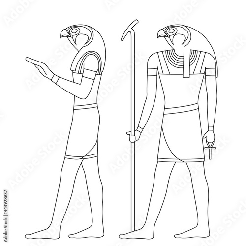 Illustration set of Egyptian god (Horus) (white background, vector, cut out)