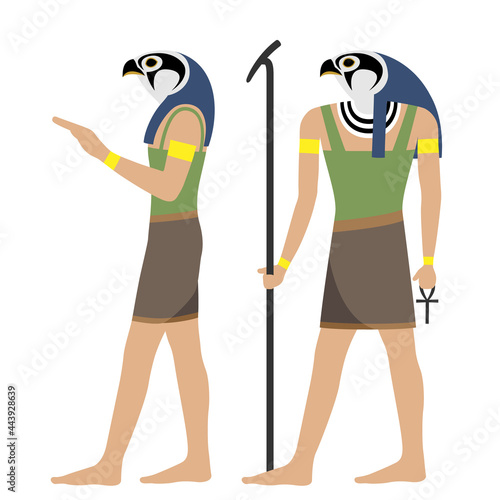 Illustration set of Egyptian god (Horus) (white background, vector, cut out)