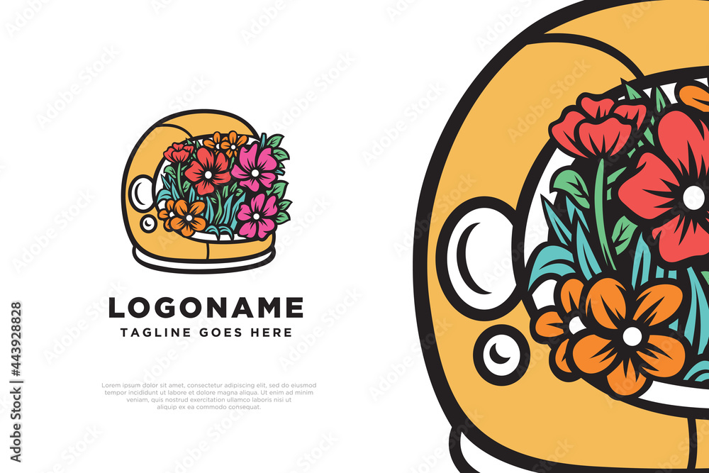 Floral Astronaut Logo Design Illustration