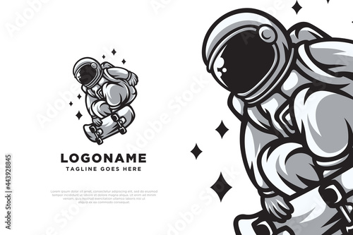 Skate Astronaut Logo Design Illustration