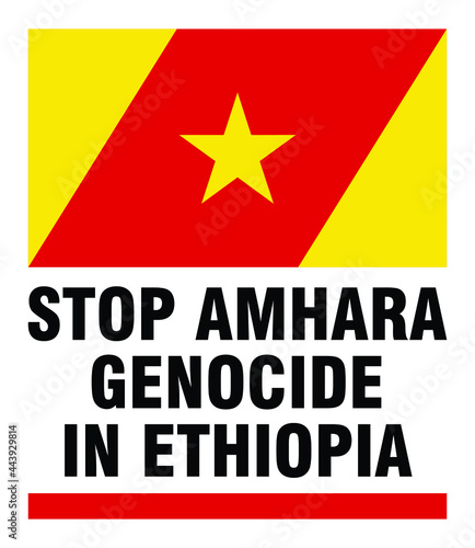 Stop Amhara Genocide in Ethiopia Vector Banner. Illustration Design.  photo