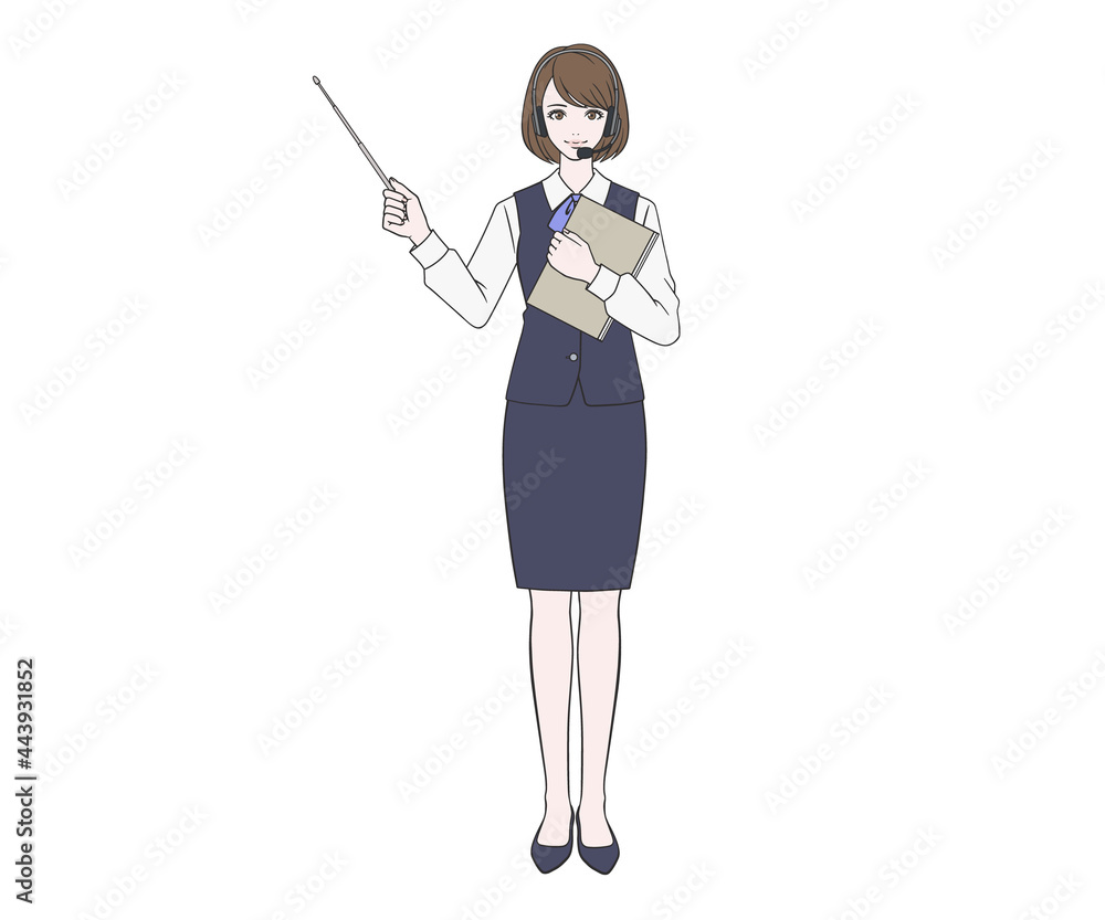 指し棒で説明をするオペレーターの女性