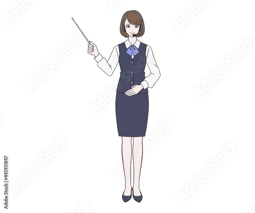 指し棒で説明をするオペレーターの女性