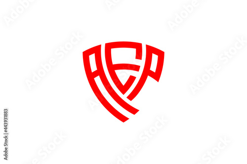 AEP creative letter shield logo design vector icon illustration