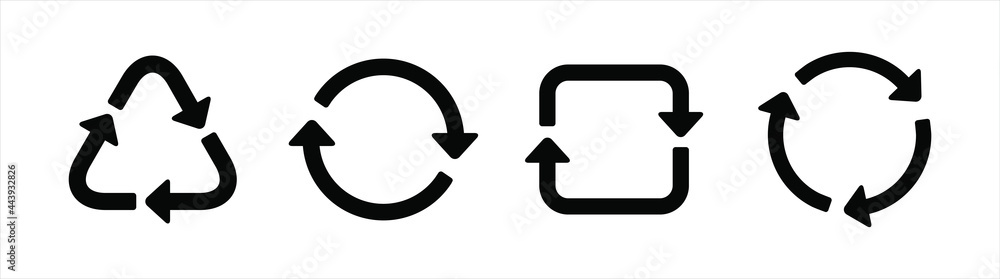 Recycle icon collection. Set recycle signs. Recycle recycling symbol. Vector illustration. Recycle icon collection. Set recycle signs. Recycle recycling symbol. Vector illustration.