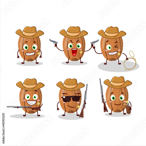 Cool cowboy almond cartoon character with a cute hat