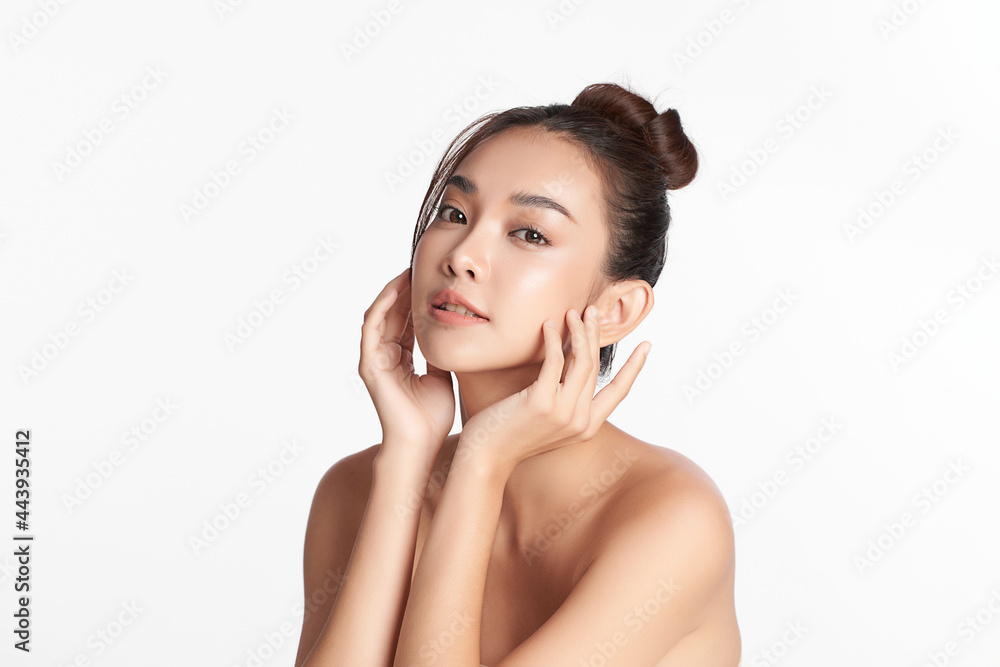 Beautiful young asian woman with clean fresh skin on white background, Face care, Facial treatment, Cosmetology, beauty and spa, Asian women portrait. Beautiful young asian woman with clean fresh skin on white background, Face care, Facial treatment, Cosmetology, beauty and spa, Asian women portrait.