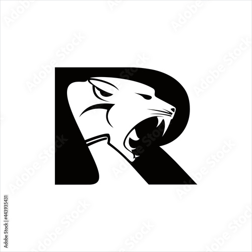 creative simple vector logo design initial R tiger