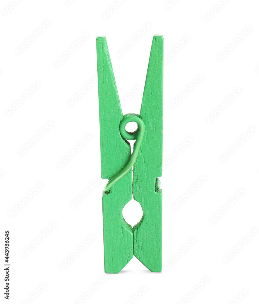 Bright green wooden clothespin isolated on white Bright green wooden clothespin isolated on white