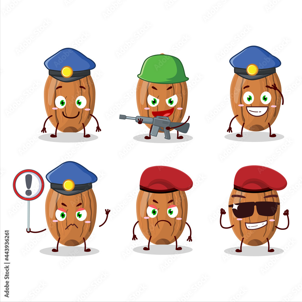 A dedicated Police officer of almond mascot design style A dedicated Police officer of almond mascot design style