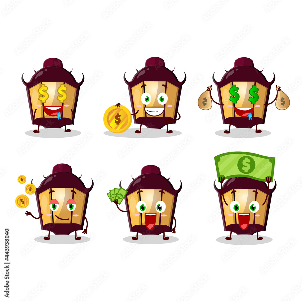 Halloween lamp cartoon character with cute emoticon bring money Halloween lamp cartoon character with cute emoticon bring money