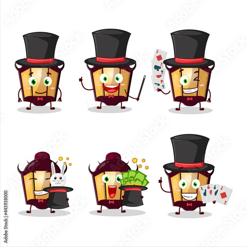 A halloween lamp Magician cartoon character perform on a stage
