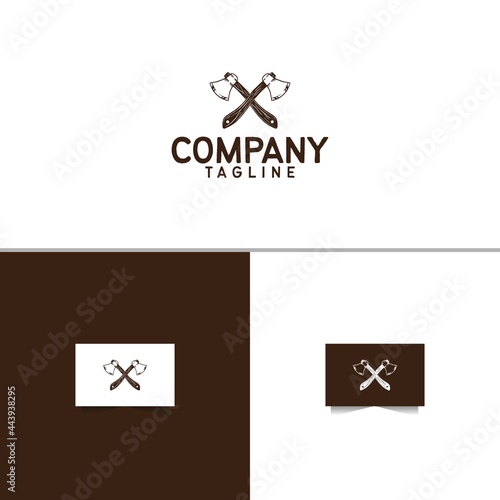 Wood Axe Logo Design Template Vector