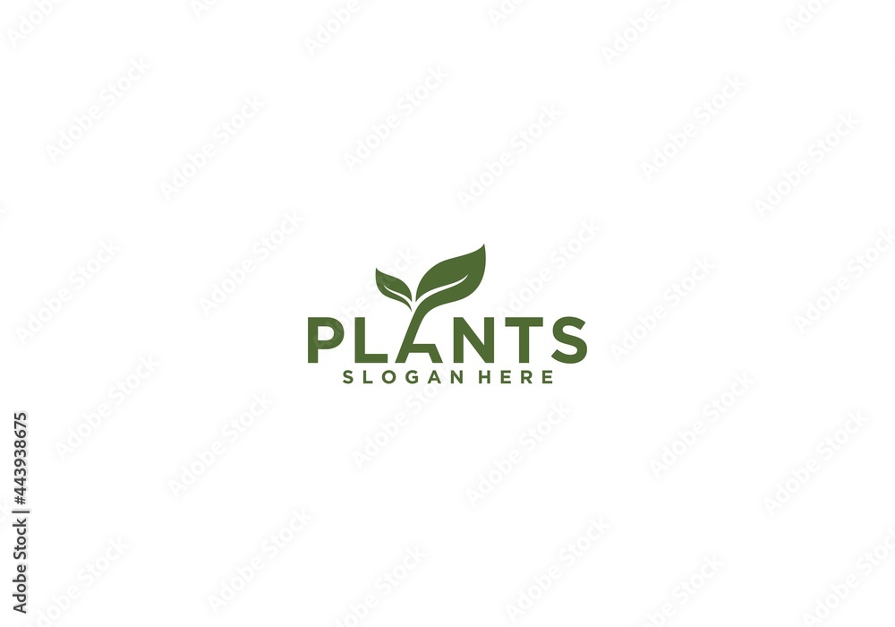 unique typographic plants logo on white background unique typographic plants logo on white background