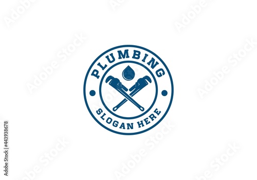 plumbing service logo template in white background
