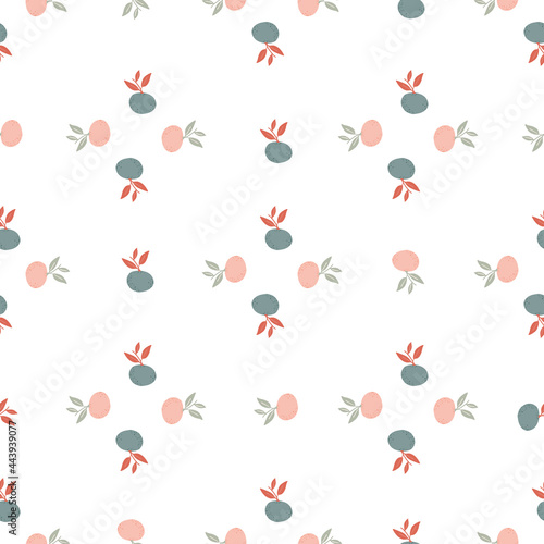 Decorative seamless pattern in geometric style with cute little mandarins shapes. Isolated food fruit backdrop.