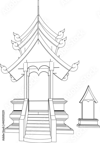 3D illustration of religious pavilion
