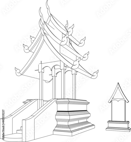 3D illustration of religious pavilion