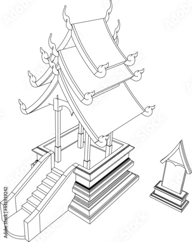 3D illustration of religious pavilion