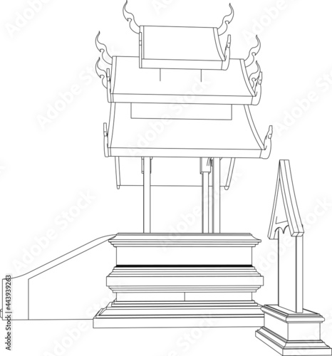 3D illustration of religious pavilion