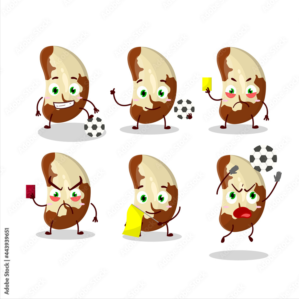 Brazil nuts cartoon character working as a Football referee Brazil nuts cartoon character working as a Football referee