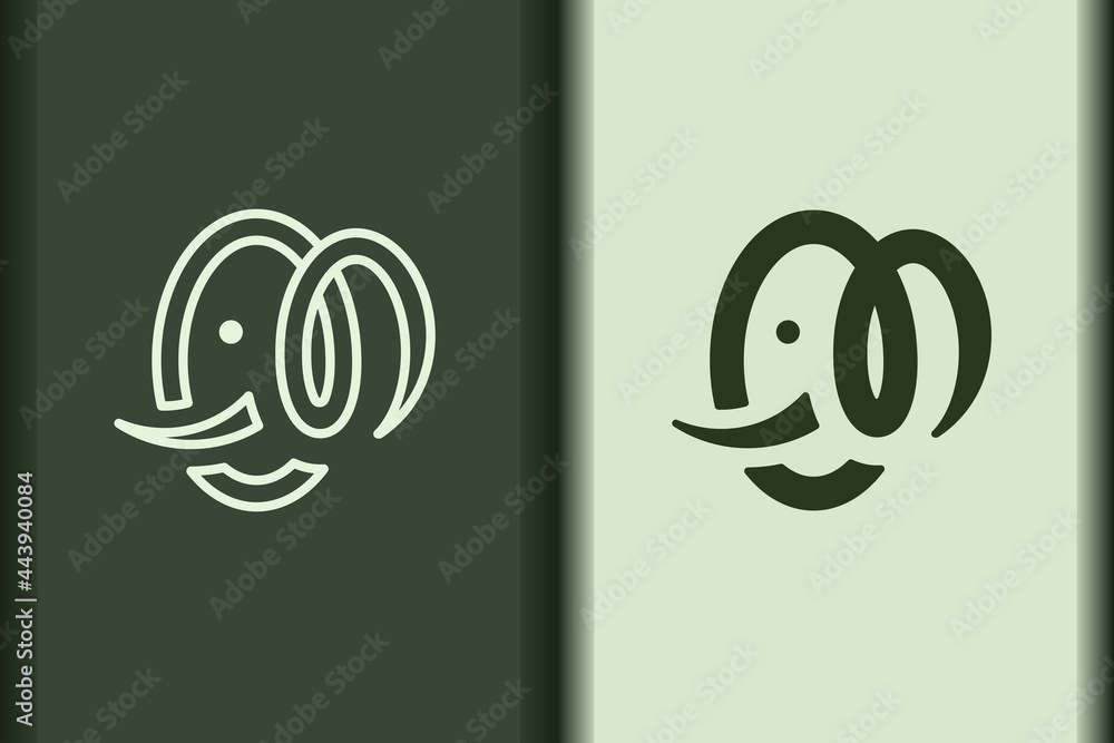 Vector of elephant logo design linear and silhouette icon minimal style ...