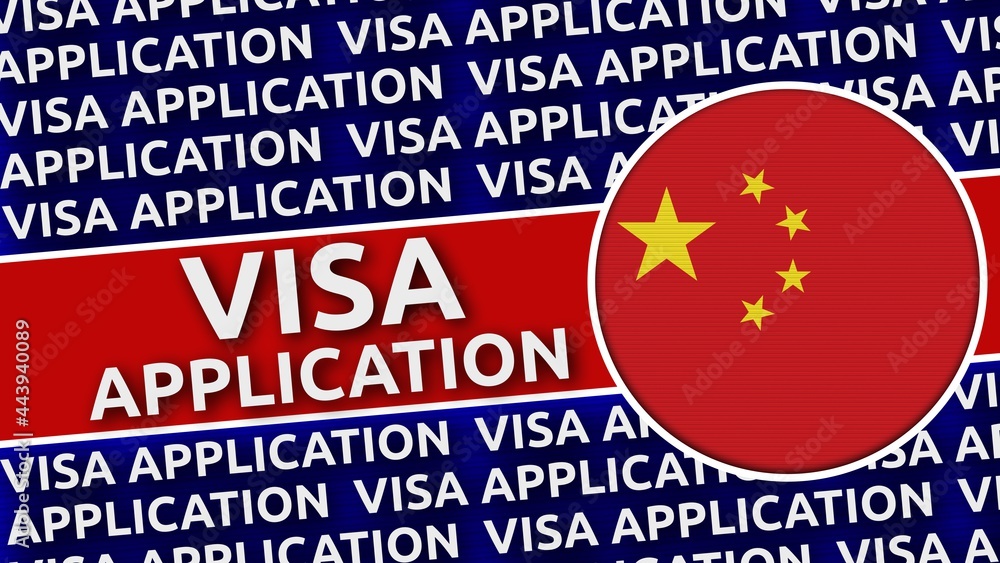 China Circular Flag with Visa Application Titles - 3D Illustration China Circular Flag with Visa Application Titles - 3D Illustration