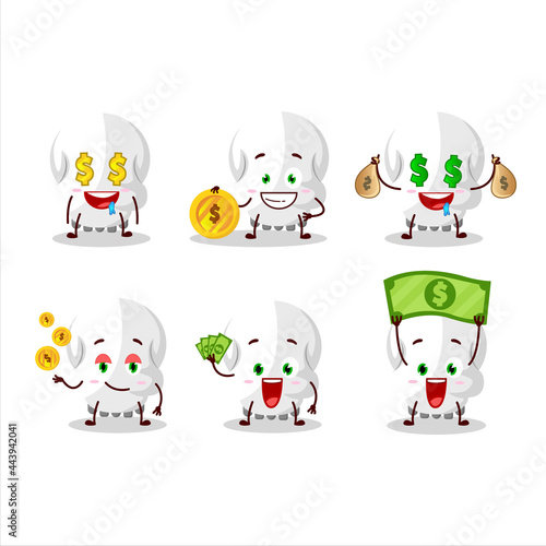 Fototapeta Naklejka Na Ścianę i Meble -  Skull cartoon character with cute emoticon bring money
