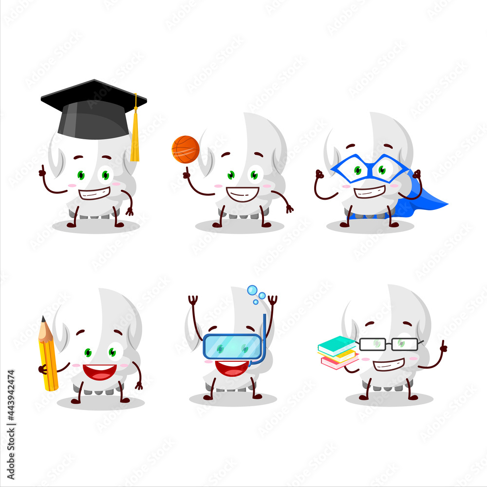 School student of skull cartoon character with various expressions