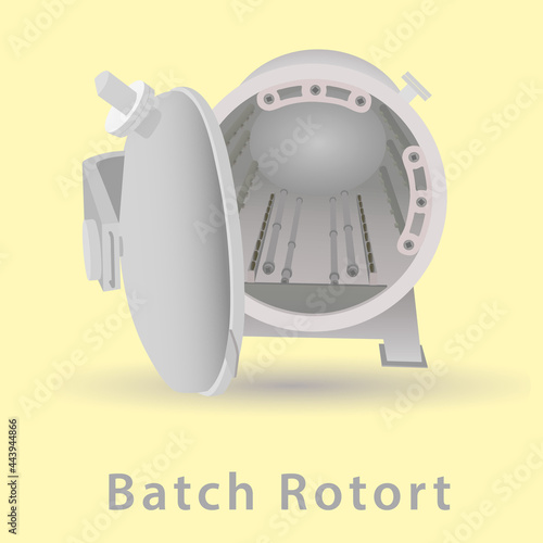 Autoclave Batch Retort Sterilization in Food Industry. Vector illustration design.
